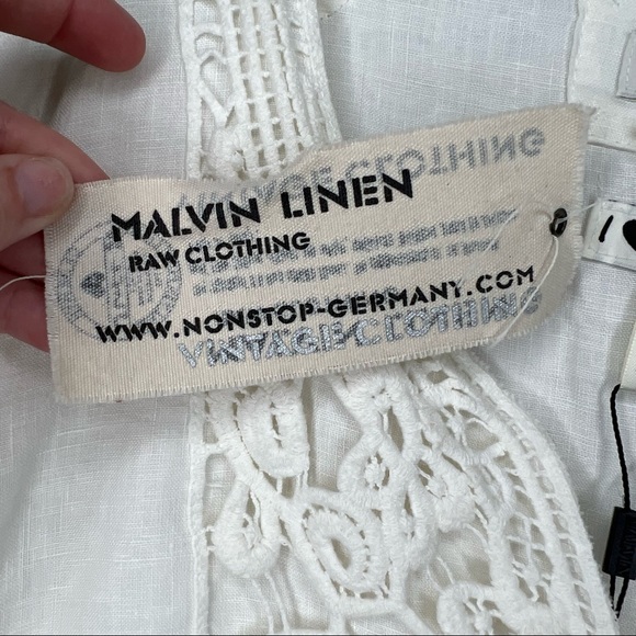 Malvin Hamburg-Germany I love Linen White 3/4 Sleeve Shirt Dress Large NWT Light - Picture 5 of 9
